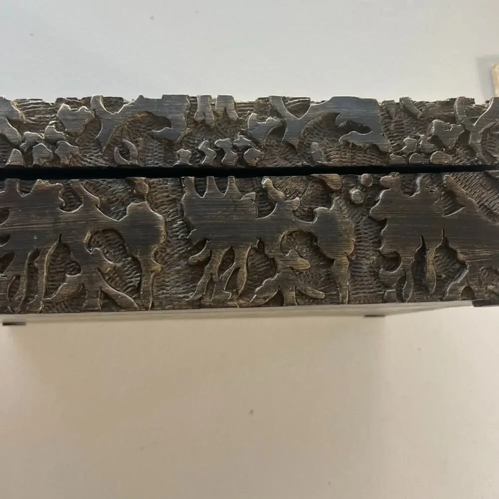 Dentwood Decorative Wooden Box Mango Weathered Black Medium Textured Brady Gray